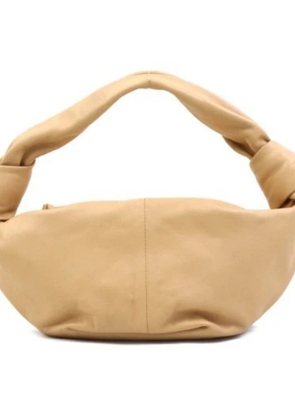 Auth BOTTEGAVENETA Double Knot Handbag Beige Leather/Goldtone - e60656k